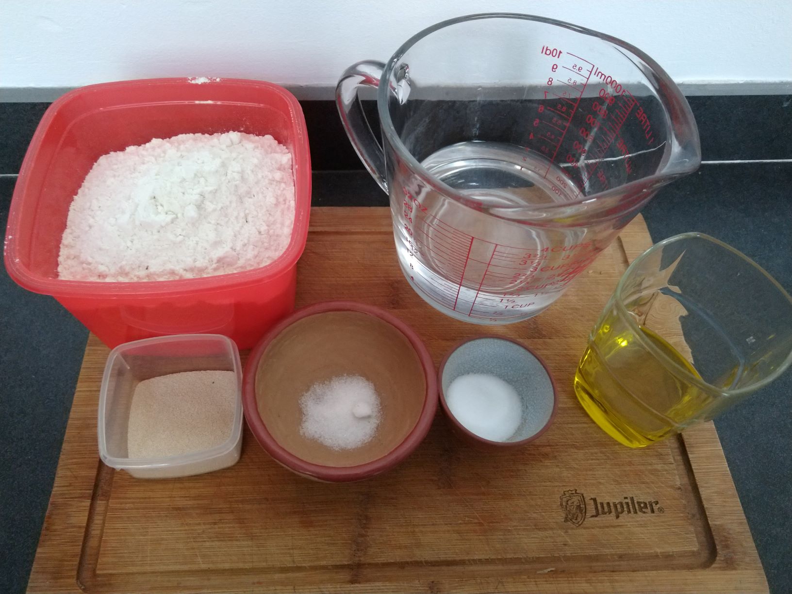 All dough ingredients measured before we start!